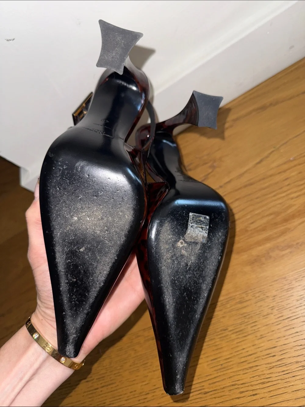 Saint Laurent Tortoiseshell Pointed Slingback Heels - Picture 7 of 10